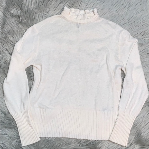 J. Crew Sweaters - J. Crew Cream Ruffle Neck Lambswool Blend Sweater